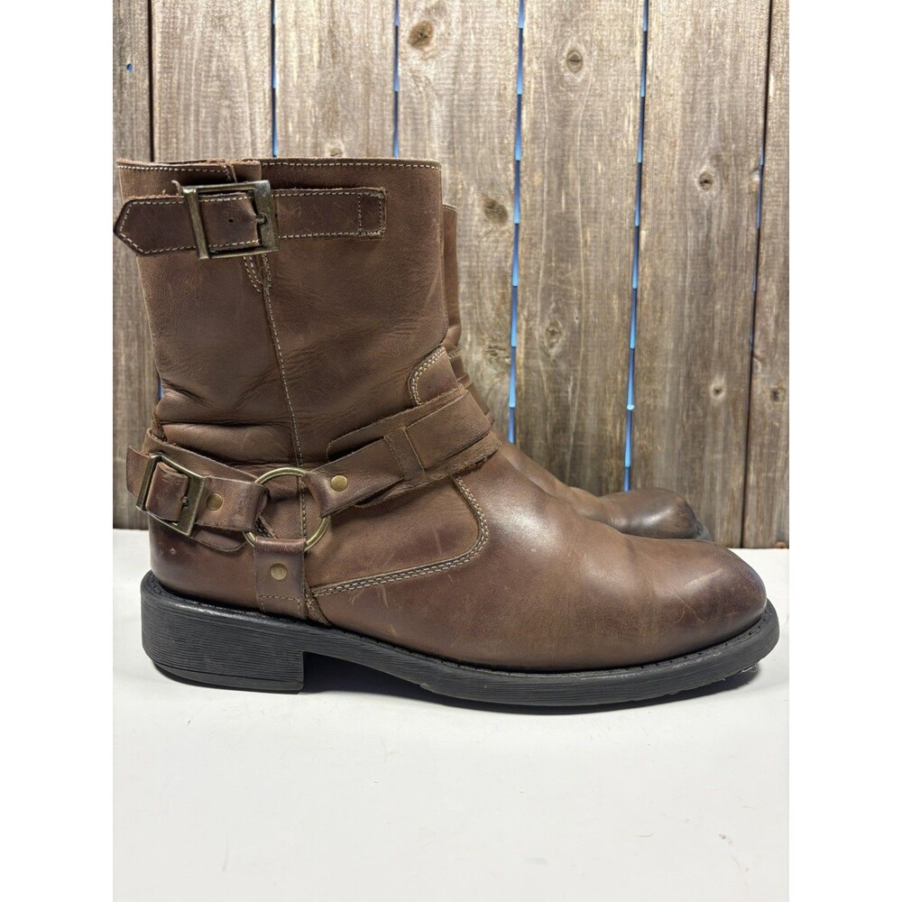NATHA STUDIO COACH 207 SZ 8 D Men's Leather Zip-Up Biker Harness Boots Brown